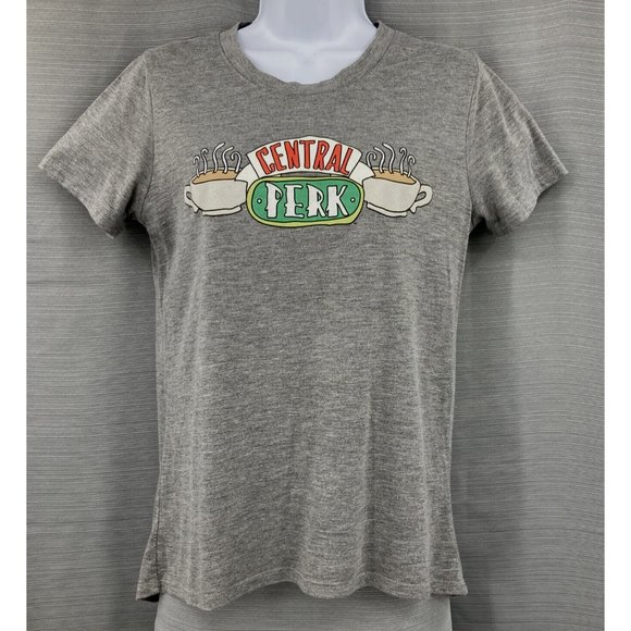 Friends TV Show Central Perk Logo Tshirt Gray Short Sleeve Hi-Lo Hem Womens Med - Picture 1 of 9